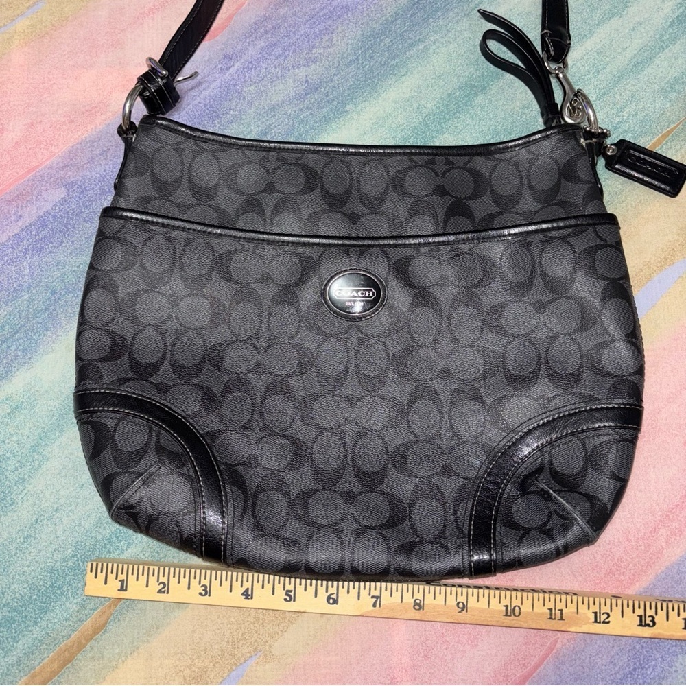 Coach Signature Crossbody F19823 Signature Shoulder Bag black gray - Picture 12 of 14